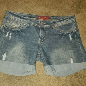 Red Rivet Jean Shorts